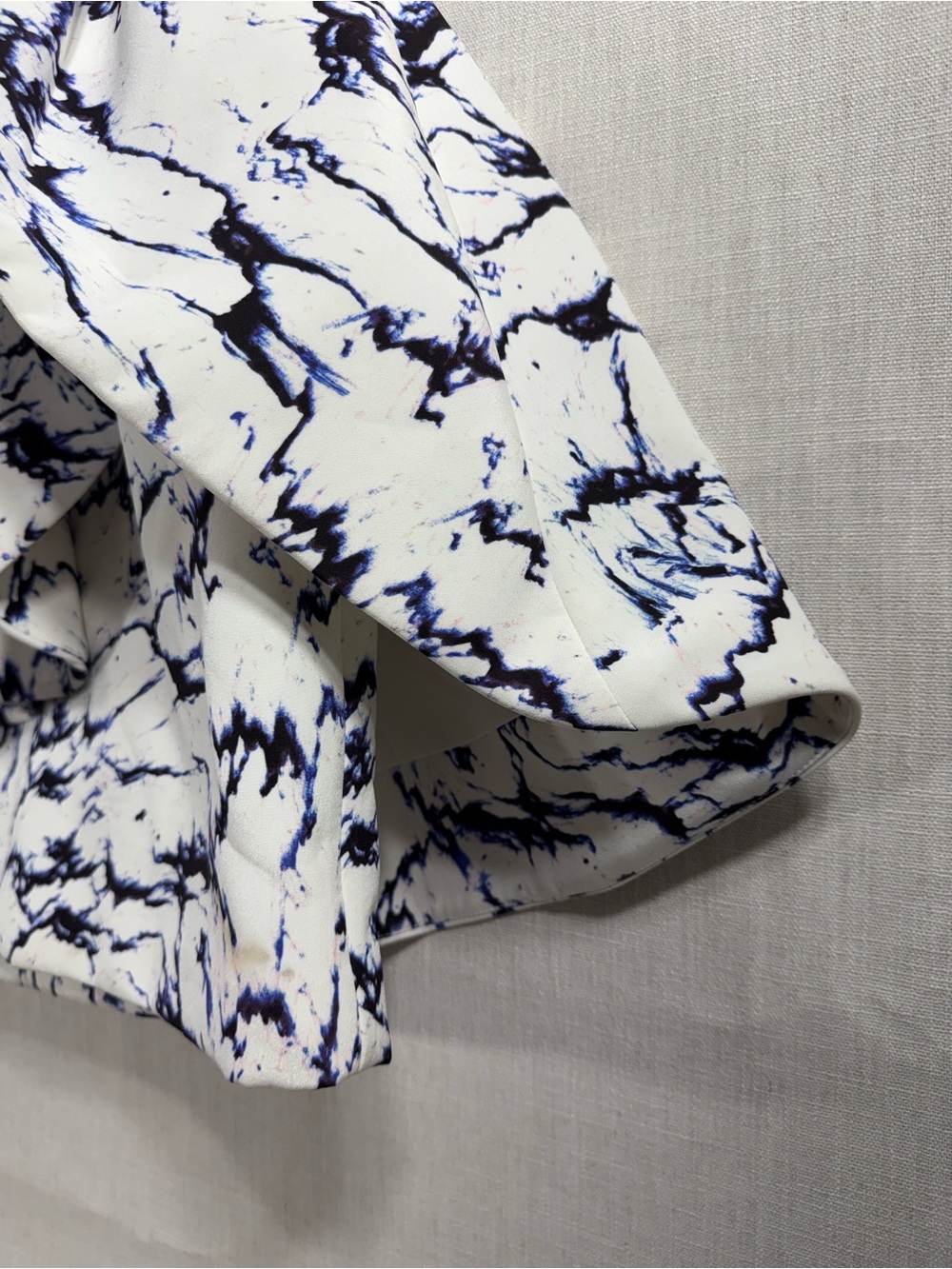 cameo White Marble Halter Peplum Mini Dress with Navy Accents - Picture 4 of 11